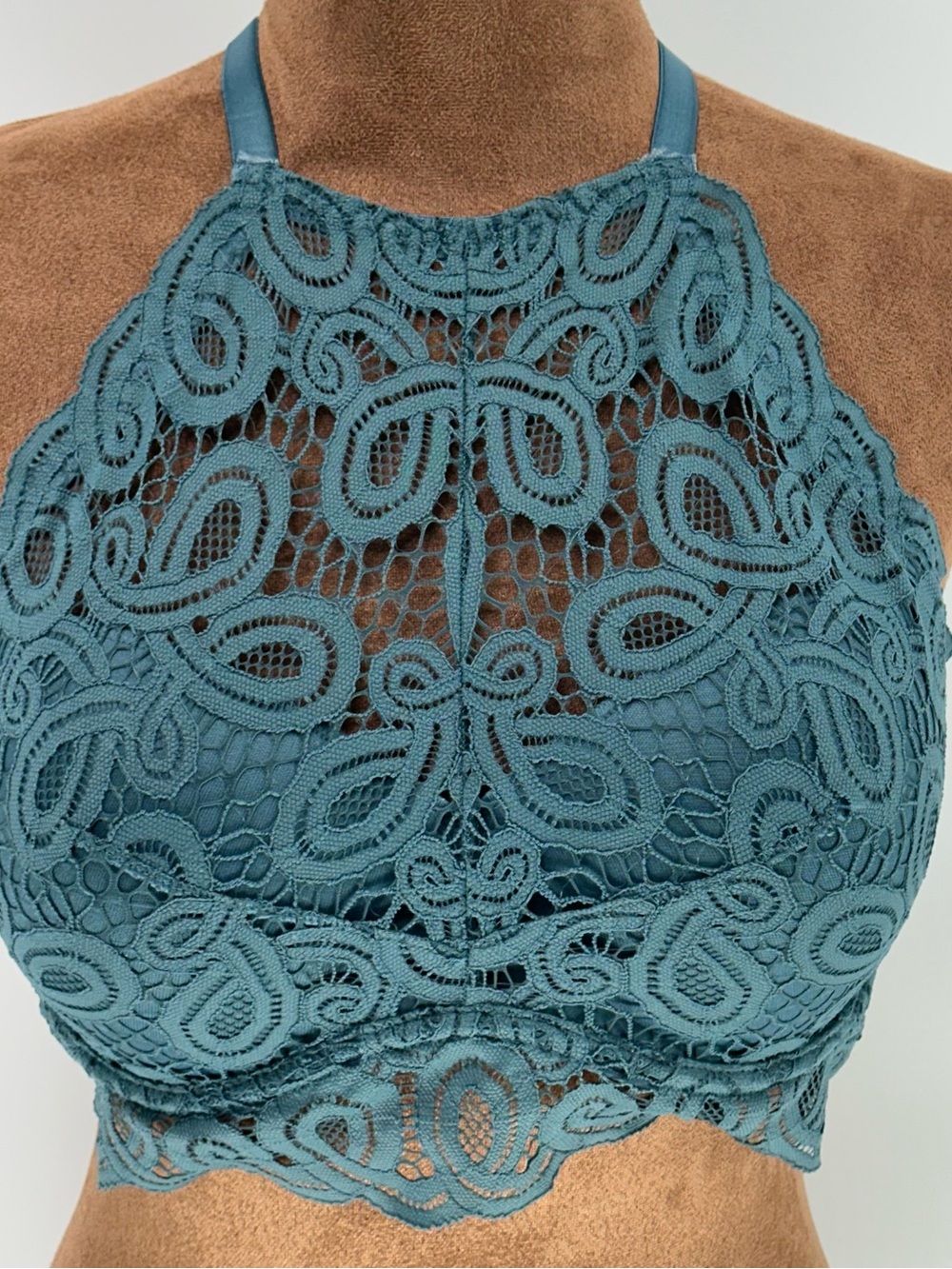 PINK Victoria's Secret Lace Push Up Racerback Bralette Bra Teal Green Medium M